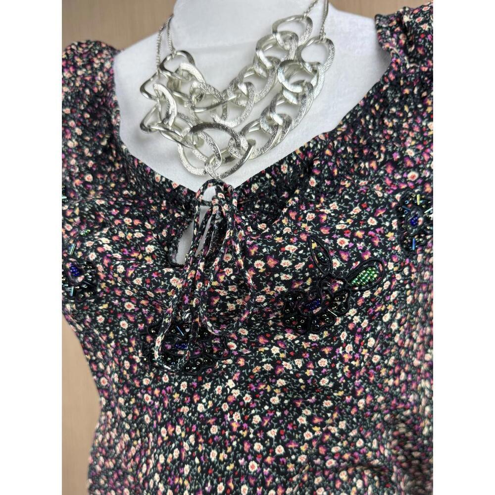 Rampage Y2K Dress Juniors 7 Floral Beaded Butterfly Sundress Midi Summer - Picture 4 of 11